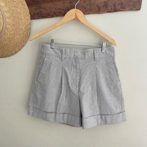 J. Crew | Tailored Pleated Stripe High Waist Cotton Shorts NWT 6